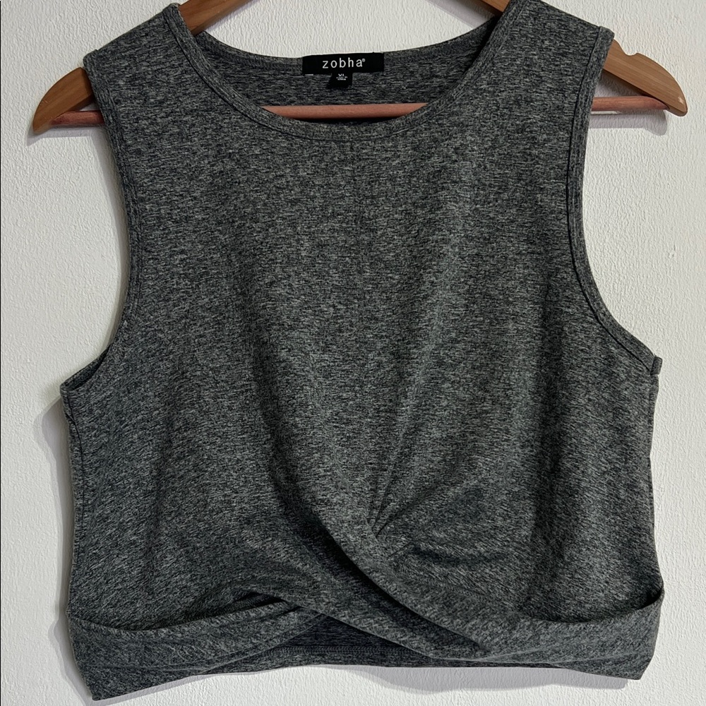 Zobha Charcoal Twist Detail Tank Top